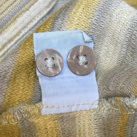 Tommy Bahama Shirt Mens Extra Large Silk Cotton Yellow Stripe Tropical Print - Picture 7 of 14